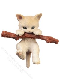 (image for) Miniature Cat Hanging on a Branch for Dollhouses