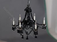(image for) Dollhouse Miniature 12V Lilith Black Crystal Chandelier