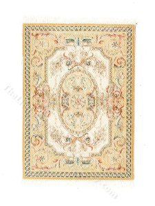 (image for) Miniature Pale Yellow Ornate Rug for Dollhouses