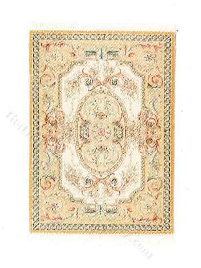 (image for) Miniature Pale Yellow Ornate Rug for Dollhouses
