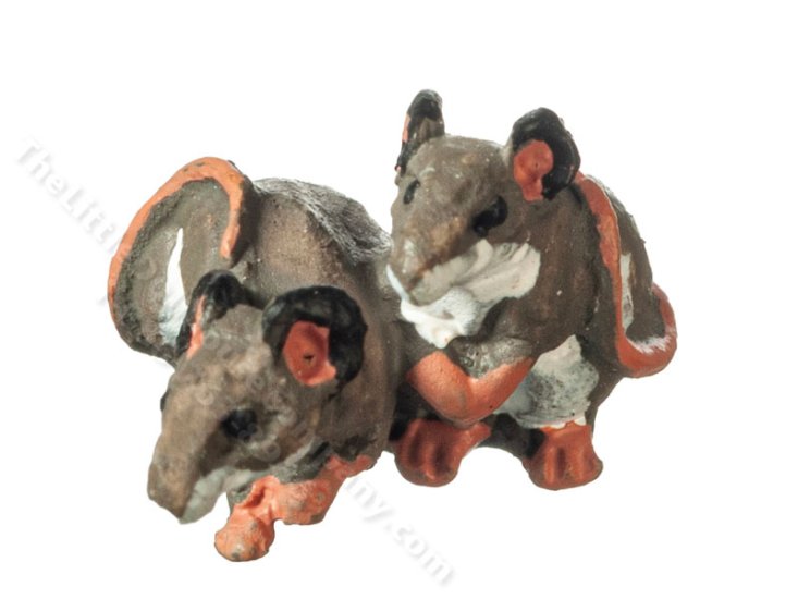 (image for) Miniature Pair of Grey Mice for Dollhouses