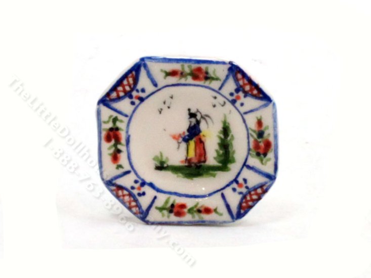 (image for) Miniature Porcelain Quimper Girl Plate by Janice Crawley