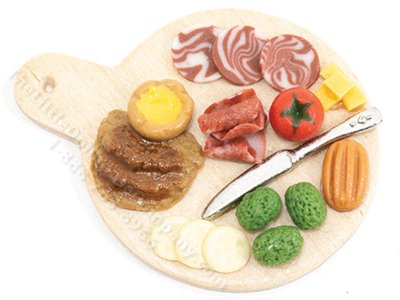 (image for) Miniature Round Charcuterie Board for Dollhouses