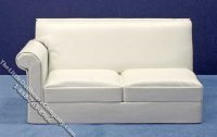 (image for) Miniature 3pc Cream Corner Sofa Set w/Oak Table for Dollhouses