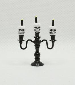 (image for) Miniature 3 Skull Candle Halloween Candlebra