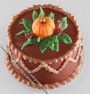 (image for) Dollhouse Scale Model Pumpkin Topped Chocolate Cake
