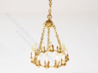 (image for) 1:48 Scale Miniature 3V Chandelier for Dollhouses - Gold