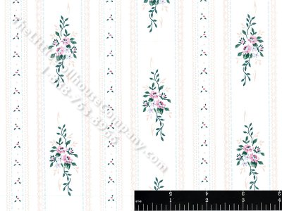 (image for) Pink Floral Ribbon Stripe Miniature Wallpaper for Dollhouses