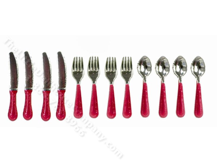 (image for) Miniature 12 Piece Red Flatware Cutlery Set