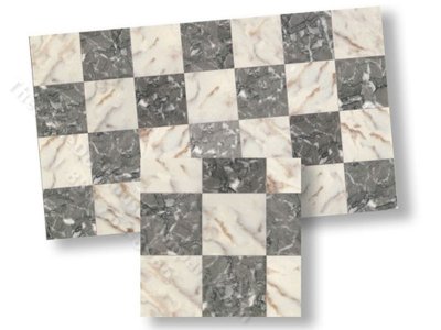 (image for) Dollhouse Scale Model Faux Grey and White Marble Tiles