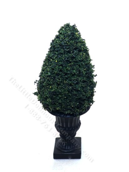 (image for) Miniature 4-1/2" Pine Topiary in a Black Planter for Dollhouses
