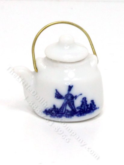 (image for) Miniature Porcelain Kettle for Dollhouses