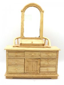 (image for) Miniature Oak Dresser with Vanity Mirror