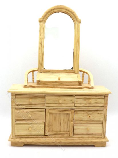 (image for) Miniature Oak Dresser with Vanity Mirror