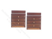 (image for) Miniature Pair of Walnut Nightstands for Dollhouses