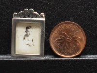(image for) Miniature Sterling Silver Picture Frame With Antique Photo
