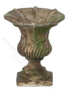 (image for) Miniature Cesar's Urn, Grey with Moss for Dollhouses
