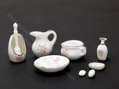 (image for) Miniature 9 pcs Chamber Pot Bathroom Set For Dollhouses