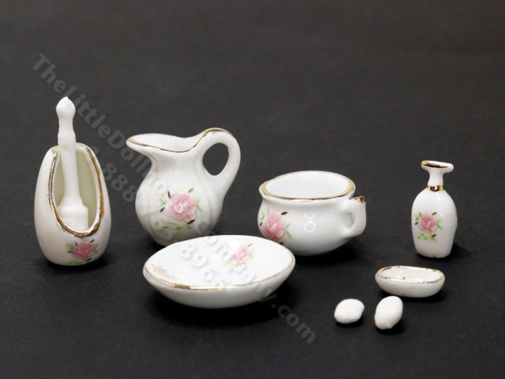 (image for) Miniature 9 pcs Chamber Pot Bathroom Set For Dollhouses