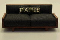 (image for) Miniature Black Modern Sofa with Brown Accents by PRD Miniatures
