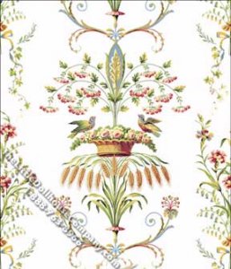 (image for) Dollhouse Scale Model Wallpaper Neoclassic Wheat Bird Floral