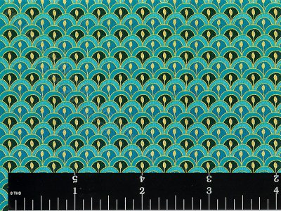 (image for) Teal Art Deco Pattern Miniature Wallpaper for Dollhouses