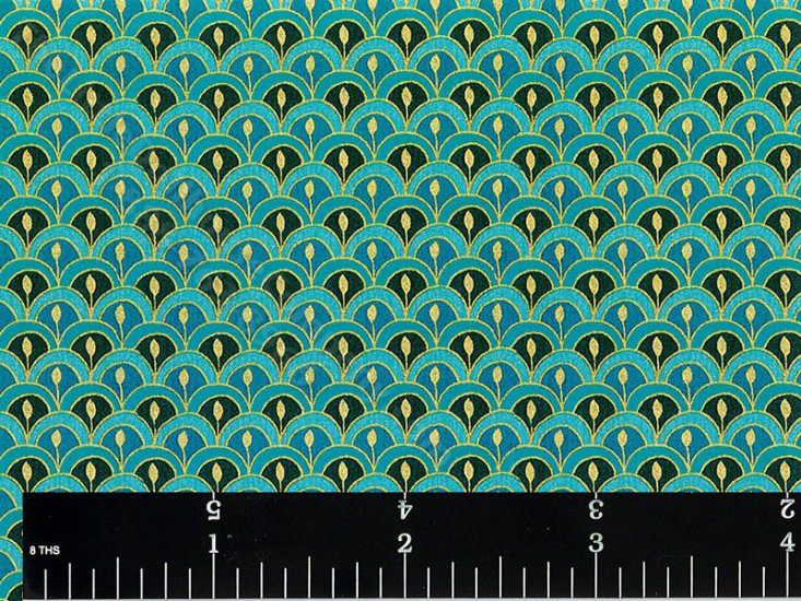 (image for) Teal Art Deco Pattern Miniature Wallpaper for Dollhouses