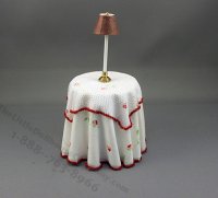 (image for) Dollhouse Miniature Skirted Table with Lamp