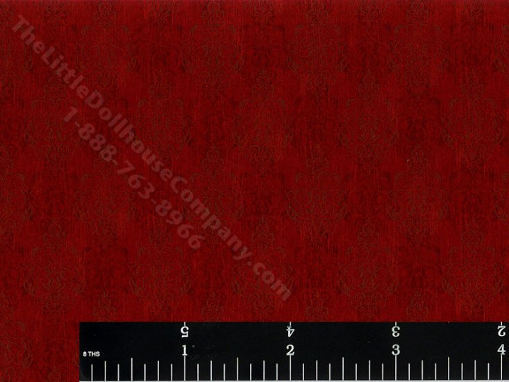 (image for) Dollhouse Scale Model Dark Red Damask Wallpaper