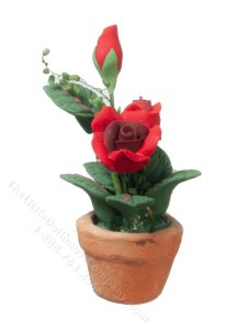 (image for) Miniature Red Roses in Pot for Dollhouses