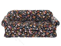(image for) Vintage Miniature Dark Floral Couch for Dollhouses