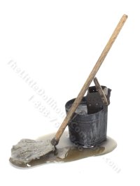 (image for) Miniature Handmade Bucket and Mop with Dirty Water