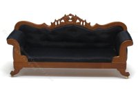(image for) Miniature Black Silk and Walnut Sofa