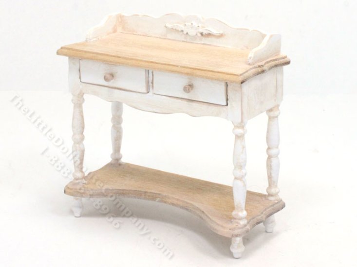 (image for) Miniature Oak and White Washstand for Dollhouses