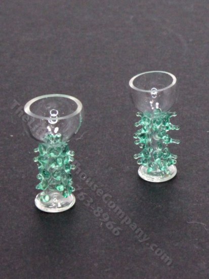 (image for) Miniature Pair of Teal-Stemmed Wine Goblet by Gerd Felka