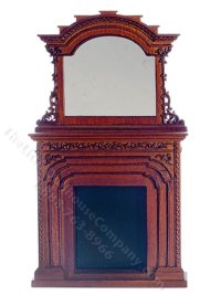 (image for) Miniature Walnut Chester Fireplace for Dollhouses