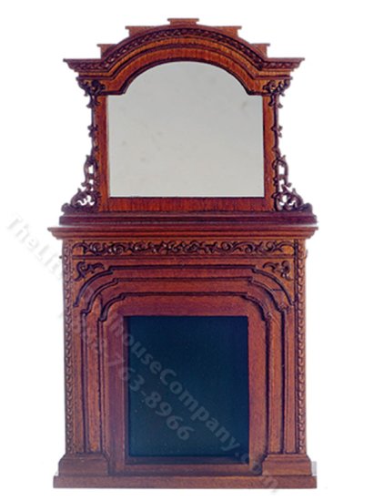 (image for) Miniature Walnut Chester Fireplace for Dollhouses
