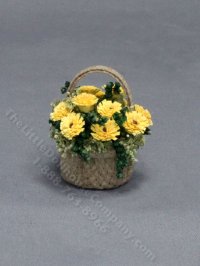 (image for) Handmade Miniature Basket of Daisies for Dollhouses