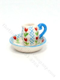 (image for) Miniature Ceramic Tulip Pitcher and Wash Bowl