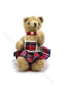 (image for) Miniature Bear in a Plaid Dress for Dollhouses