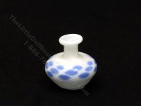 (image for) Dollhouse Scale Model White Blue Speckled Glass Vase - Large