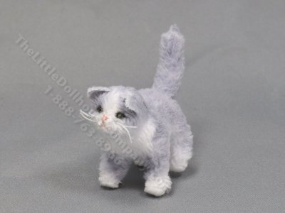 (image for) Miniature Long Haired Cat by Marie W. Evans - Light Grey/White
