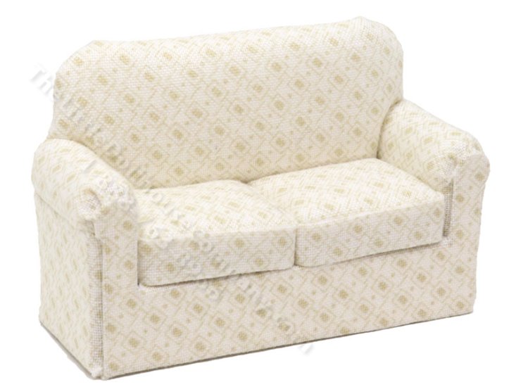 (image for) 1:24 Scale Miniature Sugar Squares Sofa for Dollhouses - White