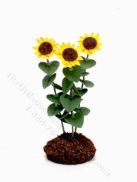 (image for) Miniature 3 Sunflowers in Soil, Mini Creations by Judy