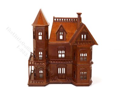 (image for) 1/144" Scale Miniature Queen Anne Dollhouse - Walnut