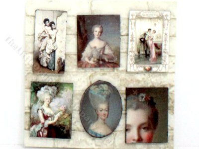 (image for) Miniature Set of 6 1700s Portraits by Cristina Lissiotto