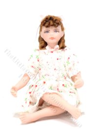 (image for) Red Haired Girl Doll Sitting Cross-legged for Dollhouses