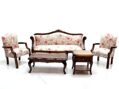 (image for) Miniature Vintage Five Piece Living Room Set for Dollhouses