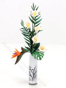 (image for) Miniature Flower Arrangement in White and Black Vase