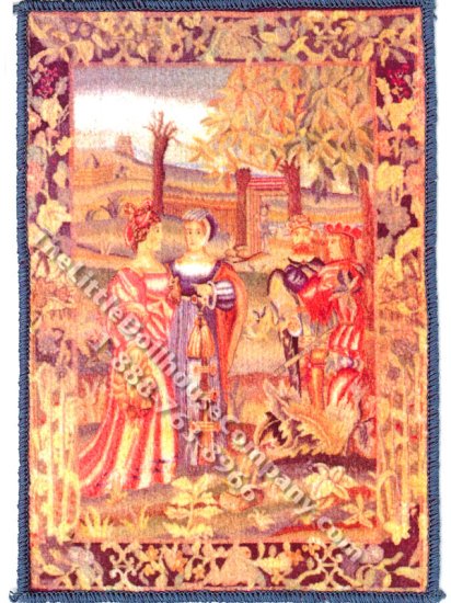 (image for) Miniature Medieval Tapestry Rug for Dollhouses - 5.5"x4"
